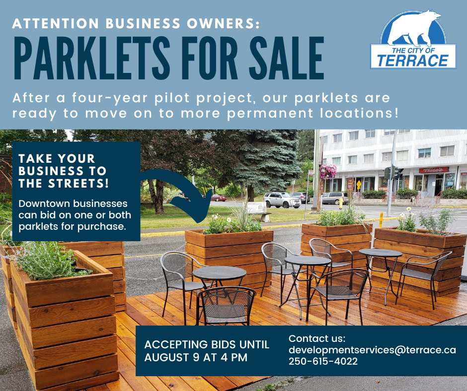 An installed parklet in downtown Terrace