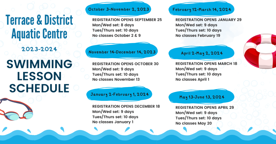 a visual of the upcoming lesson schedule, written out below on this page