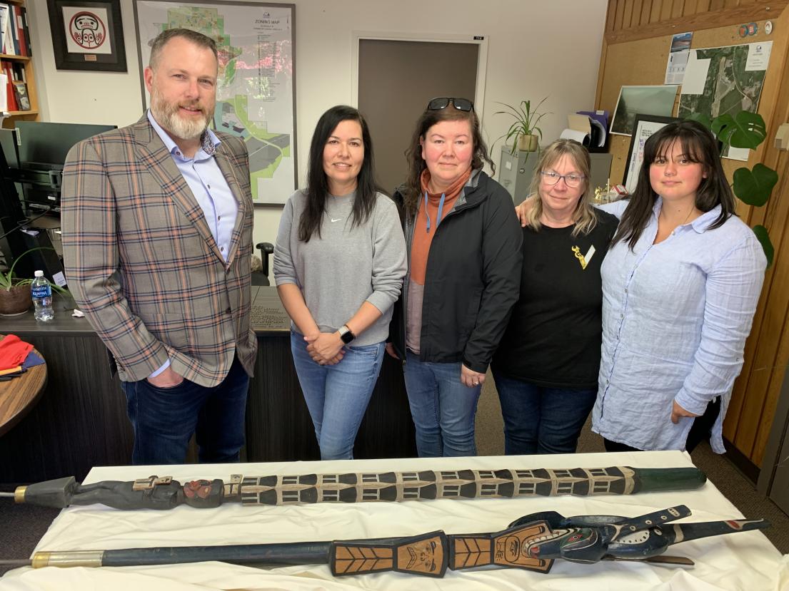 Visitors from Kingcome with Talking Sticks