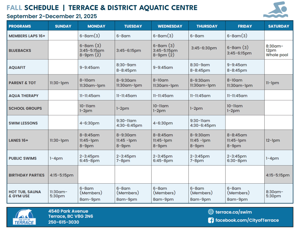 Fall 2025 TDAC schedule