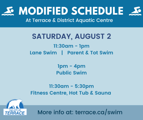 Modified Aquatic Centre Schedule Aug 2, 2025
